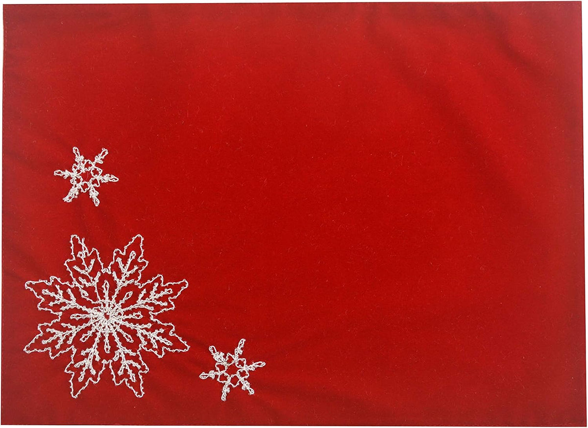 Comfy Hour Winter Holiday Home Collection 18"x13" Winter Christmas Snowflake Placemat Red, Polyester