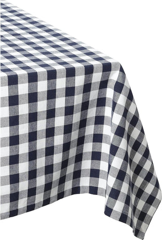 DII Design Buffalo Check Collection, Classic Farmhouse Tablecloth, Tablecloth, 60x84, Navy & White Check