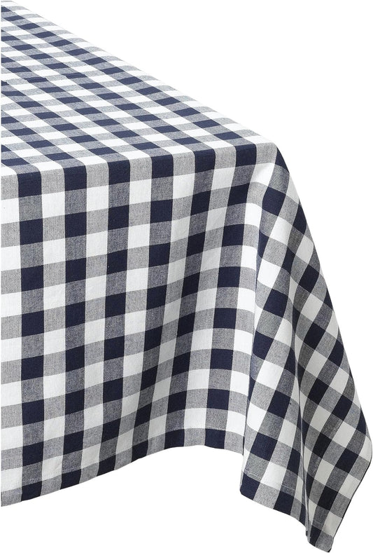 DII Design Buffalo Check Collection, Classic Farmhouse Tablecloth, Tablecloth, 60x84, Navy & White Check