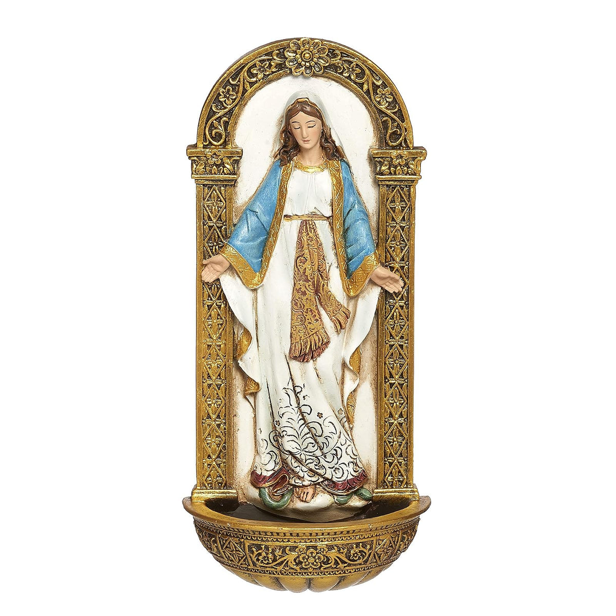 Heavenly Protectors Joseph's Studio by Roman Exclusive Our Lady of Grace Holy Water Font Figurine, 7.25-Inch
