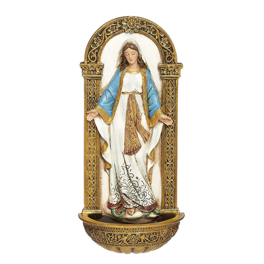 Heavenly Protectors Joseph's Studio by Roman Exclusive Our Lady of Grace Holy Water Font Figurine, 7.25-Inch