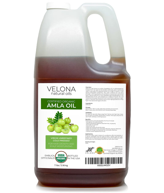 velona Amla Oil USDA Certified Organic - 112 oz | 100% Pure and Natural Carrier Oil | Extra Virgin, Unrefined, Cold Pressed | Hair Growth, Body, Face & Skin Care