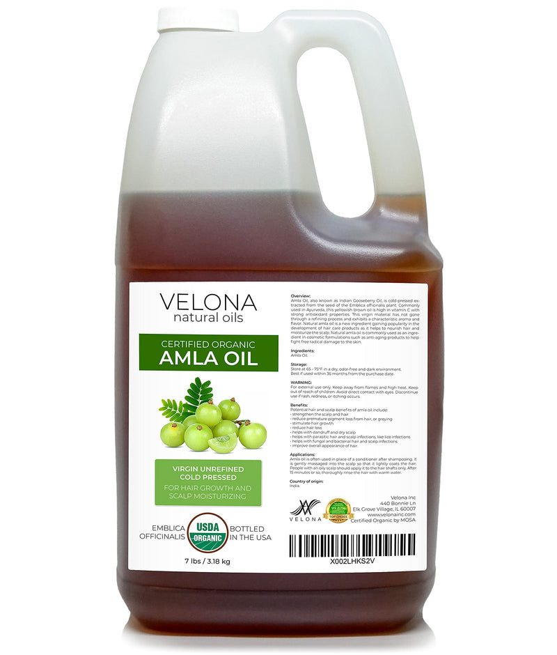 velona Amla Oil USDA Certified Organic - 112 oz | 100% Pure and Natural Carrier Oil | Extra Virgin, Unrefined, Cold Pressed | Hair Growth, Body, Face & Skin Care