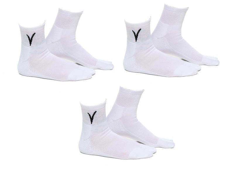 3 Pairs Thicker V-Toe Flip-Flop Tabi Socks Big Toe Warmer Casual or Athletic Socks White Mini-Crew Men 8-10.5 Women 9.5-11.5