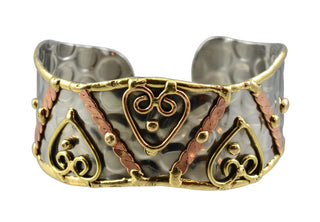 Anju Thin Stainless Steel Cuff Bracelet with Hearts