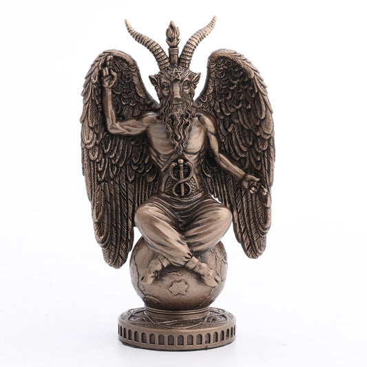 Unicorn Studio Veronese Design 4 1/2" Baphomet Sitting On The Globe Resin Figurine Hand Painted Bronze Finish