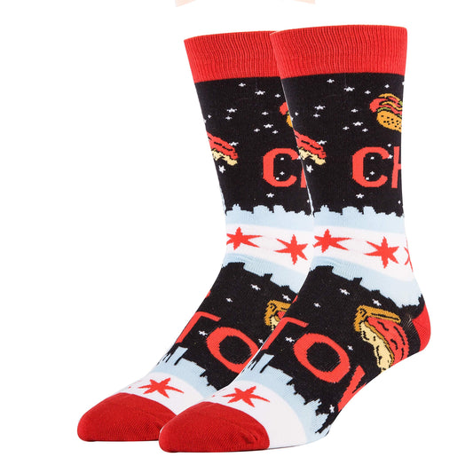 Oooh Yeah Men's Bob Ross Cotton Crew Funny Novelty Socks Christmas Socks (CHI Town)