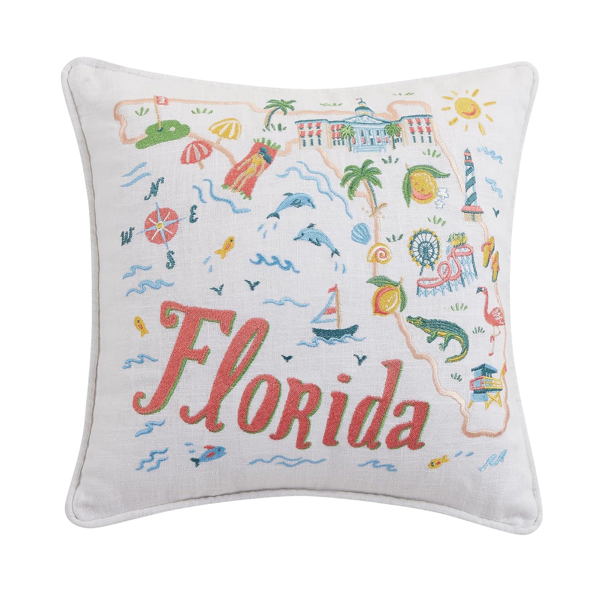 Peking Handicraft Pillow, 14" x 14", Multicolor