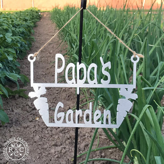 ROCC RUSTED ORANGE CRAFTWORKS CO. Garden Hanger's for Him (Papa's)-Garden Signs Decorative Outdoor-Garden Gifts for Men-Outdoor Signs-Gifts for Gardeners Men-Fathers Day Yard Sign-Gardening Signs