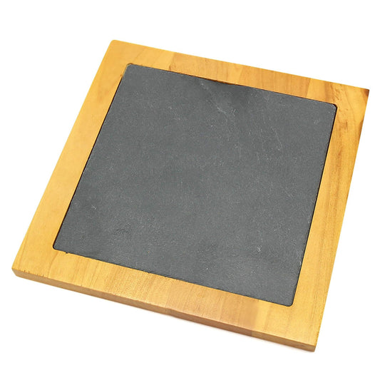 Creative Home Pine Wood Square w/Slate Insert 7.5" X 7.5" Trivet