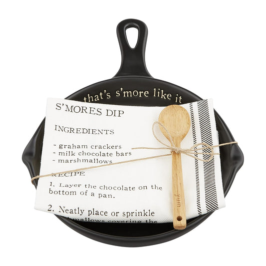 Mud Pie S'More Dip Skillet Set, 11.75" x 8", Dolomite