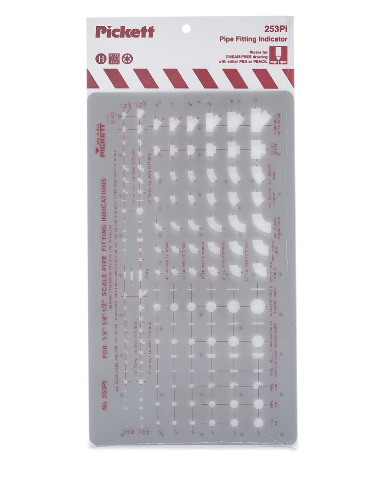 Pickett Piping Indicator Template, Three scales: 1/8, 1/4, 1/2 Inch (253PI)