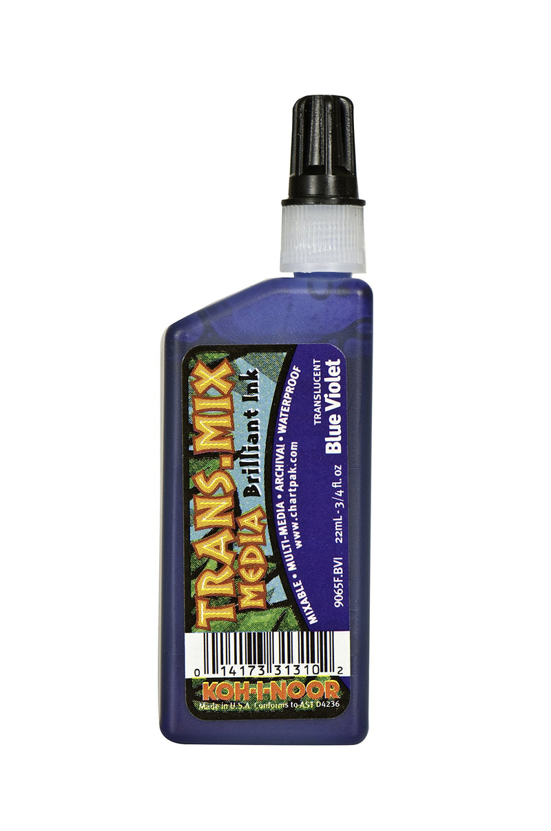 Koh-I-Noor Translucent Mix Media Pigment-Based Drawing Ink, 0.75 Oz. Bottle, Blue Violet (9065F.BVI)