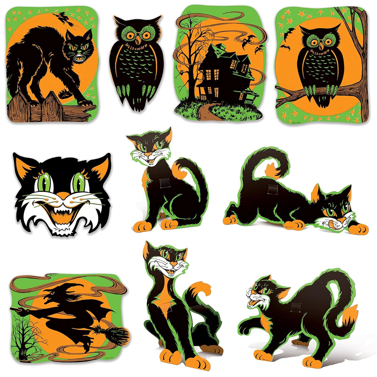 Beistle Vintage Halloween Fluorescent Cutouts - 10 Pcs.