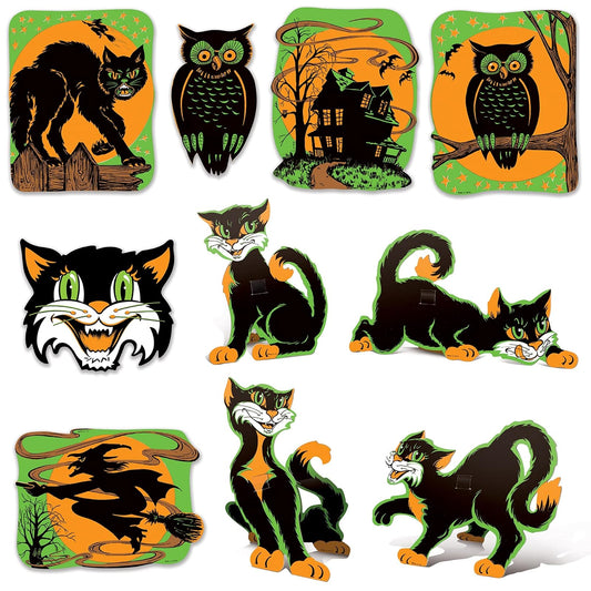 Beistle Vintage Halloween Fluorescent Cutouts - 10 Pcs.