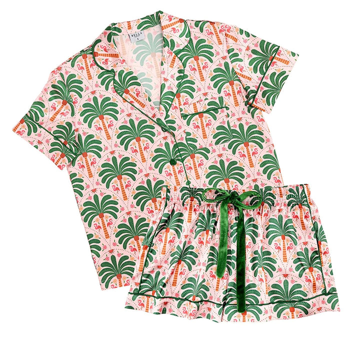 Bella Sleep + Spa Pajamas, Large, Pink + Palm Trees