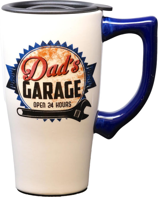 Spoontiques 12758 Dad's Garage Travel Mug, Off-white