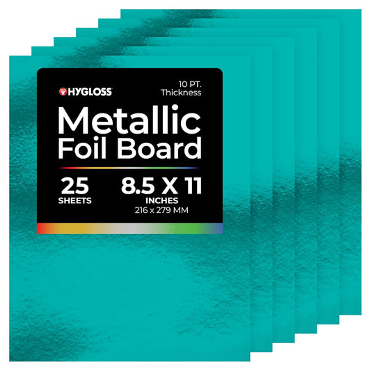 Hygloss Metallic Foil Board Sheets for Arts & Crafts, Classroom Activities & Artists-8.5 x 11 Inches Blue-25, Light Blue, 25 Count