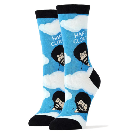 Oooh Yeah Socks Women's Luxury Combed Cotton Funny (Happy Clouds) Large