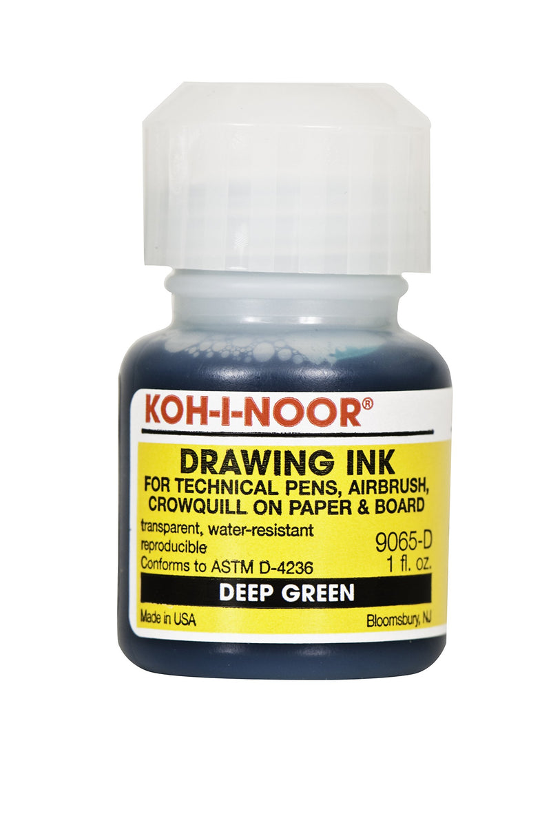 Koh-I-Noor Pigment-Based Drawing Ink, 1 oz Bottle, Dark Green (9065D.DGR)