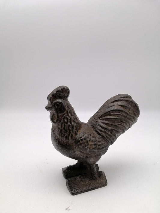 Comfy Hour Antique & Vintage Interior Decor Collection, Animal Edition Cast Iron Rooster Figurine, Indoor Outdoor Garden Decor, Brown
