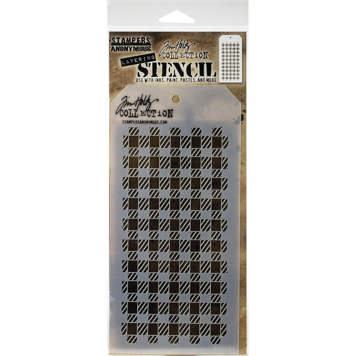 Tim Holtz Template Stencil, 4.125x8.5 inches, Gingham