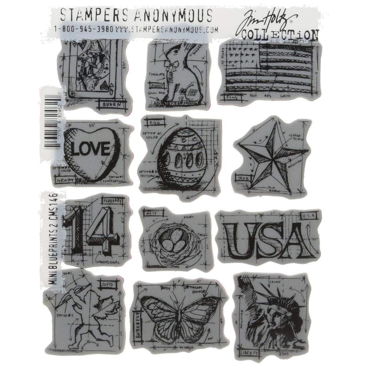 Stampers Anonymous Rubber Stamp, 8.5 x 7 inches