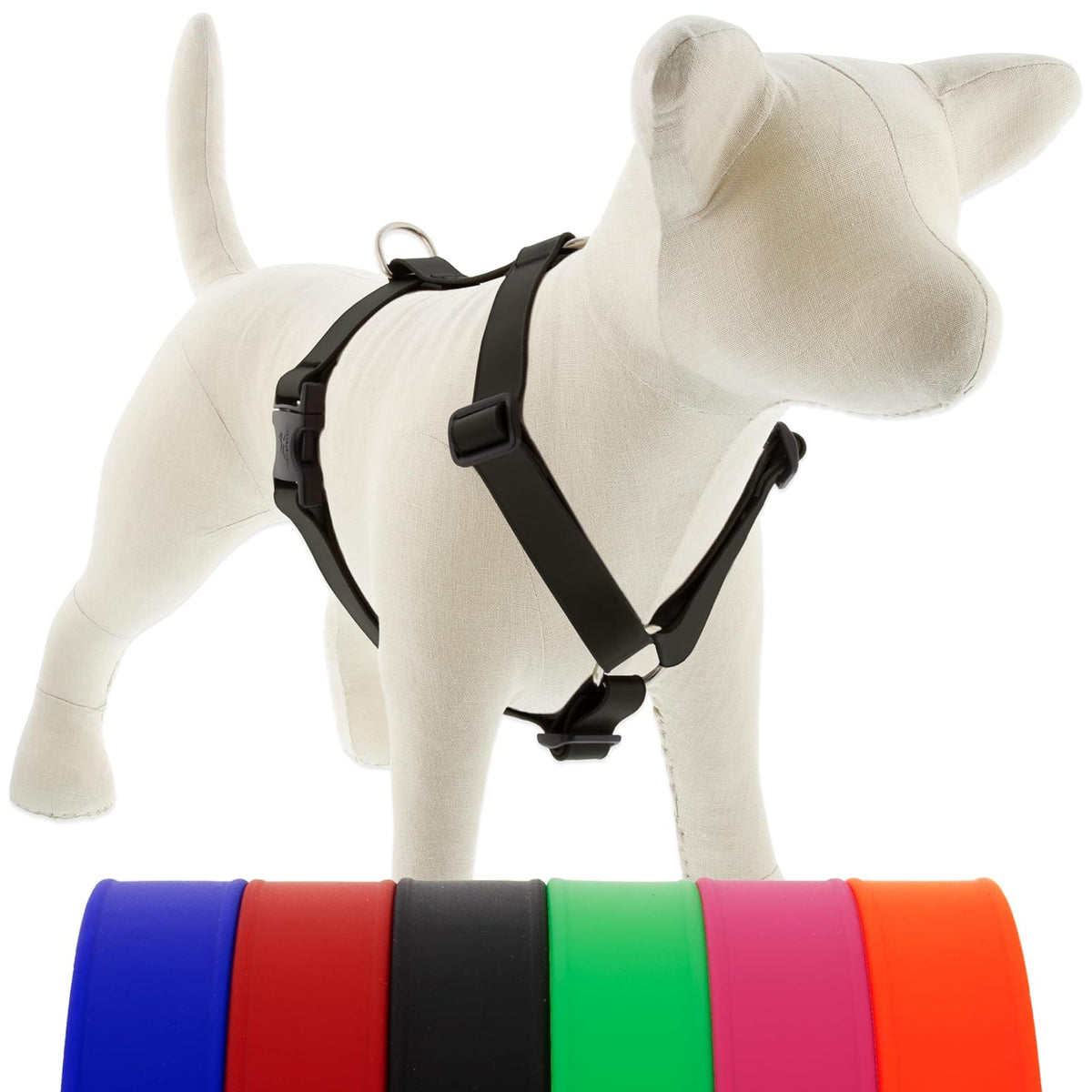 LupinePet Animal Harness, Large: Girth Adjusts from 24 to 38 in, 1-in Wide, Jet