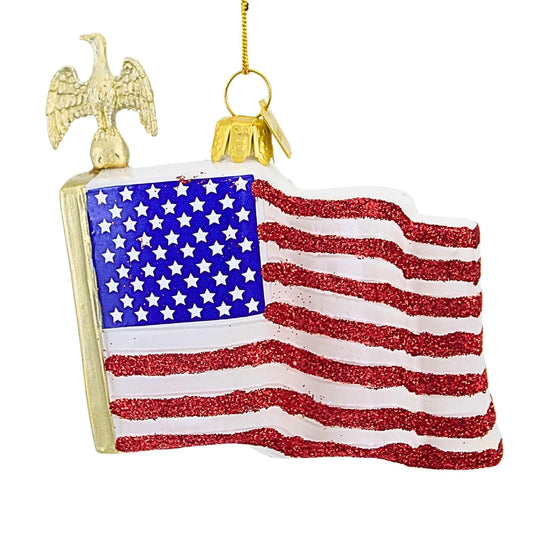 Noble Gems Kurt Adler 3-1/2-Inch Glass American Flag Ornament