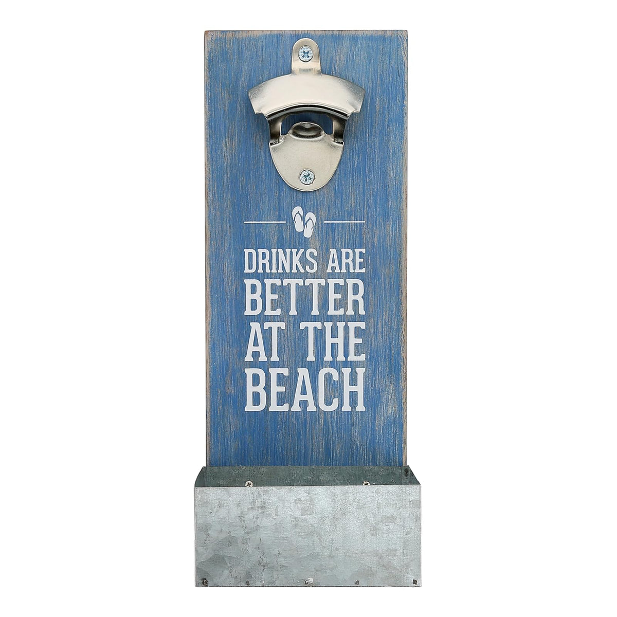 Pavilion Gift Company Bottle Opener, 11.5", Blue, White, Silver