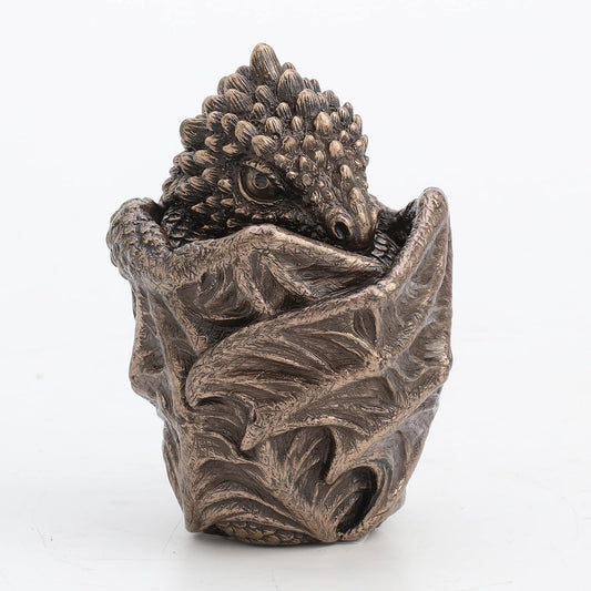 Unicorn Studio Veronese Design 3 1/2" Baby Dragon Resin Figurine Secret Stash Box Cast Bronze Finish