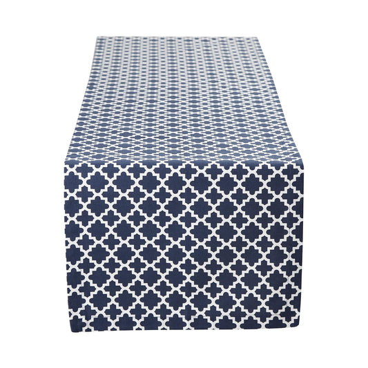 DII Design CAMZ10473 Lattice Cotton Table Runner for Dining Room, Foyer Table, Summer Parties and Everyday Use - 14x72", Nautical Blue and White