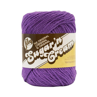 Spinrite Yarns (CA) Lily Sugar 'N Cream The Original Solid Yarn, 2.5oz, Medium 4 Gauge, 100% Cotton - Purple - Machine Wash & Dry