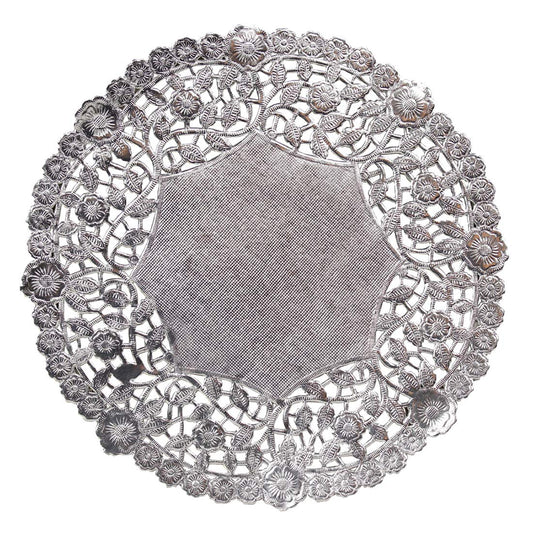 Hygloss Products 8 Inch Silver Foil Doilies - Round Doilies Made in the USA, 12 Pack