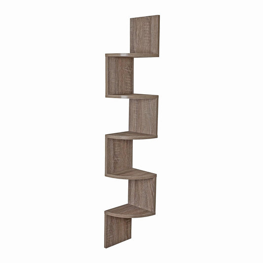 Danya B. XF11035OK Large Rustic Decorative 5-Tier Corner Floating Wall Mount Display Shelving Unit - Oak