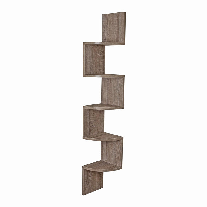 Danya B. XF11035OK Large Rustic Decorative 5-Tier Corner Floating Wall Mount Display Shelving Unit - Oak