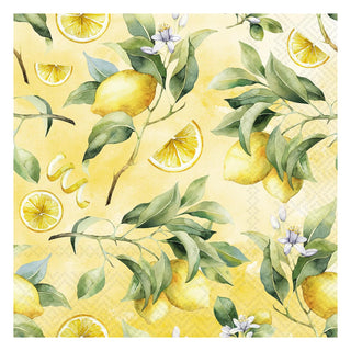 Boston International Disposable Napkin, Cocktail (5" x 5"), Lemon Lovers