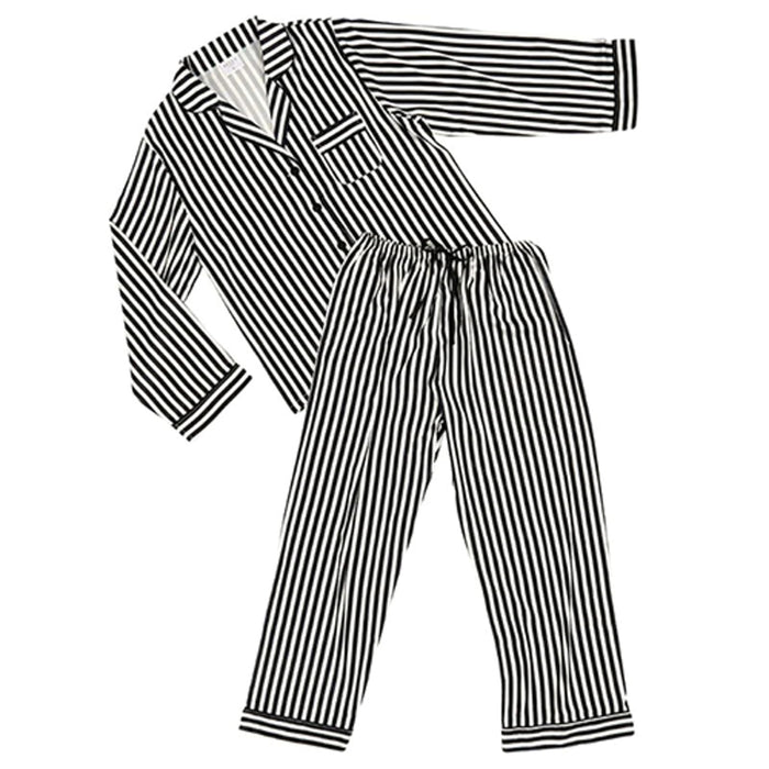 Bella Sleep + Spa Pajamas, Large, Black/White Striped