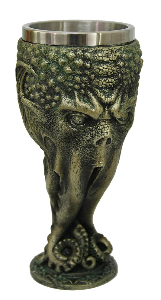 Pacific Trading Giftware Cthulhu Goblet Resin Figurine Stainless Steel Insert