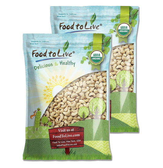 Organic Raw Cashews, 16 Pounds - Non-GMO, Whole, Large, Premium Fancy Nuts, Unsalted, Unroasted, Kosher, Vegan, Bulk, Low Sodium. Good Source of Protein, Copper, Zinc, Selenium, and Thiamin