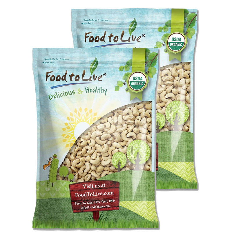Organic Raw Cashews, 16 Pounds - Non-GMO, Whole, Large, Premium Fancy Nuts, Unsalted, Unroasted, Kosher, Vegan, Bulk, Low Sodium. Good Source of Protein, Copper, Zinc, Selenium, and Thiamin