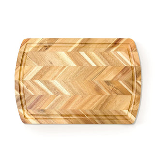 Lipper International 1240 Acacia Rect. Herringbone design Chopping board, side grooves, deep well, 18X12X1‚Äù