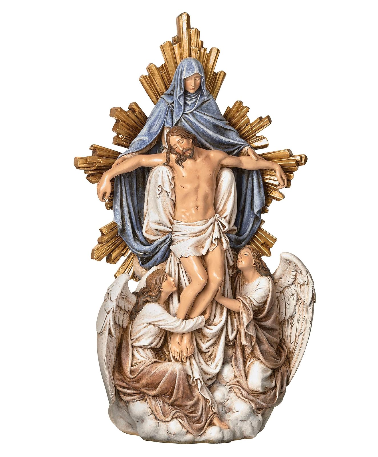 Roman Angel with Christ Figurine, 13.25-inch Height