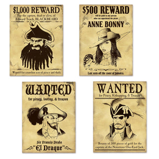 Beistle 59910 Pirate Wanted Sign Cutouts, Multicolor (Pack of 12)