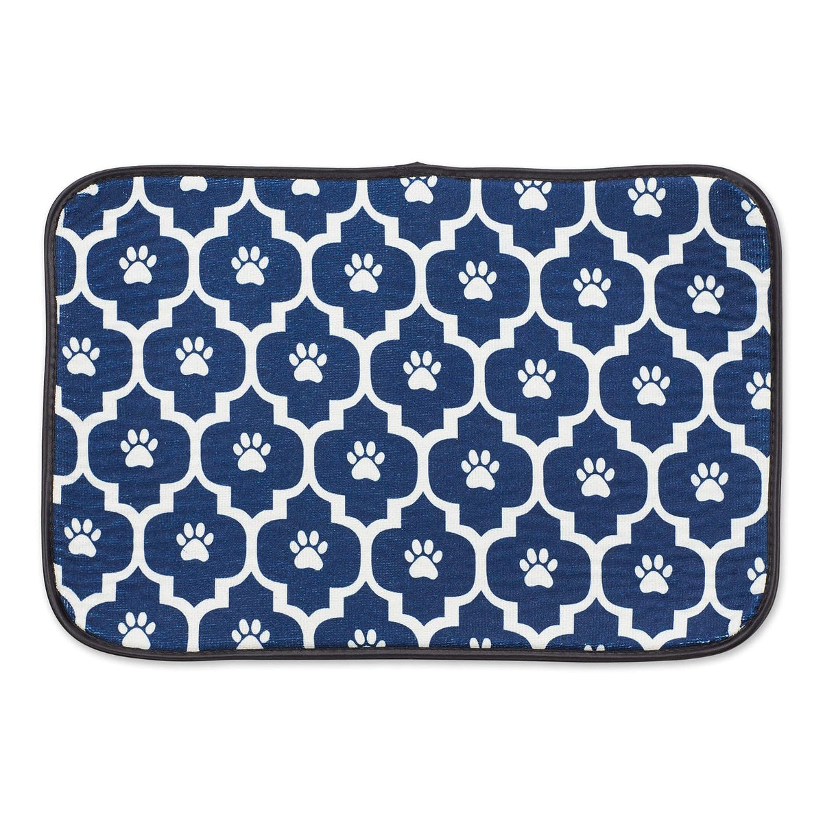 Bone Dry Pet Placemat, 12"L x 18"W, Nautical Blue/Off-White Lattice