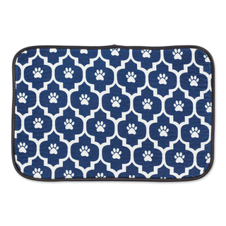 Bone Dry Pet Placemat, 12"L x 18"W, Nautical Blue/Off-White Lattice
