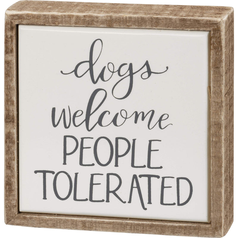 Primitives by Kathy Dogs Welcome Box Sign Mini, White