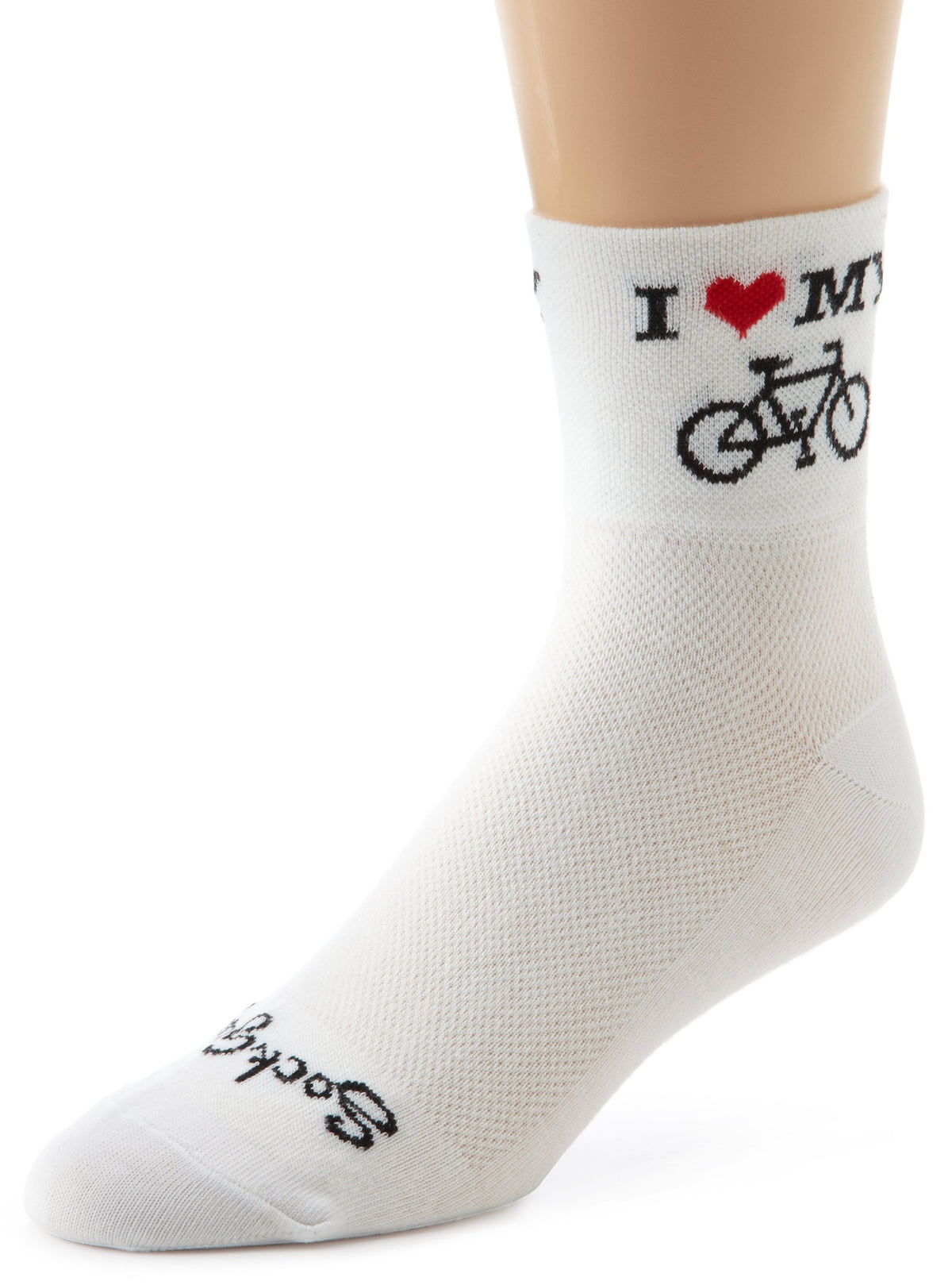 SockGuy Men's Heart My Bike Socks, White, Large/X-Large