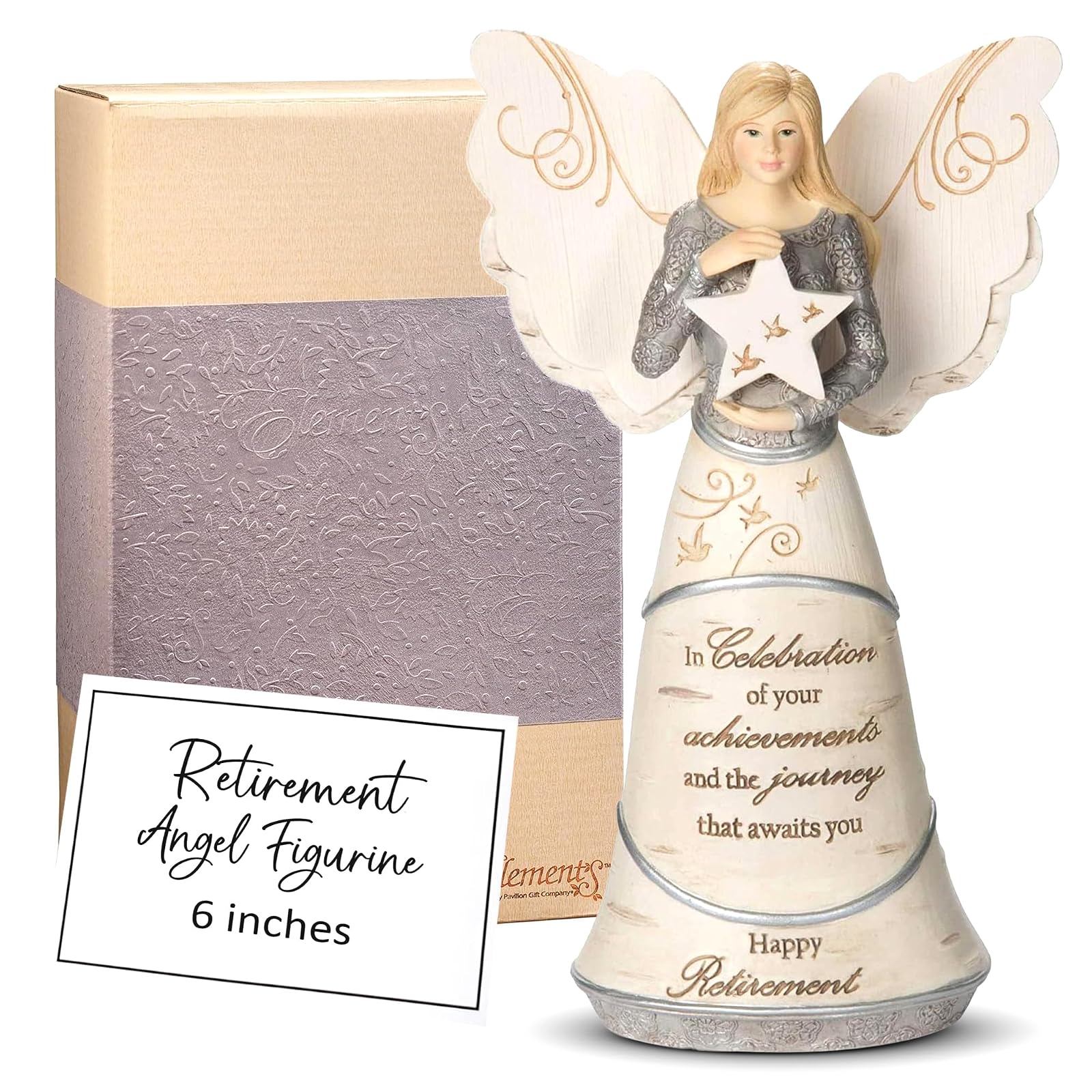 Pavilion Gift Company 82375 Celebration of Retirement Angel Figurine, 6-1/2"