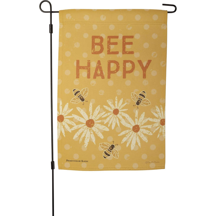 Primitives by Kathy 108591 Bee Happy Garden Flag, 18-inch Height, Polyester